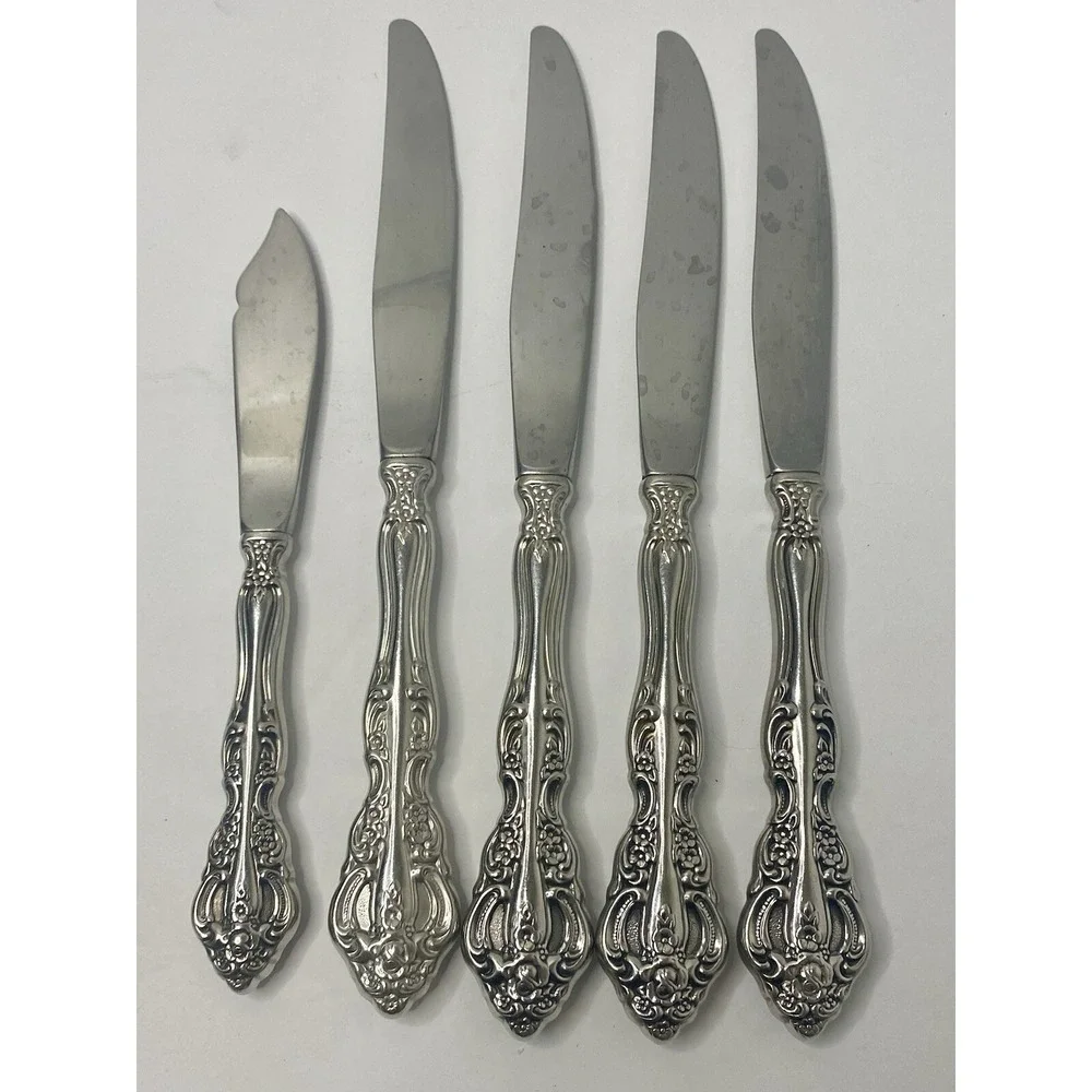 Michelangelo Oneida Heirloom Cube Glossy Stainless Dinner Knives & Butter Knife